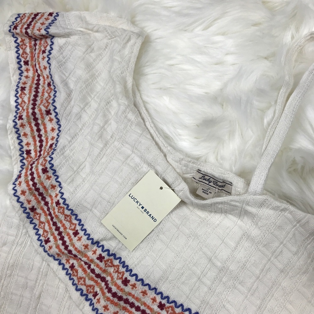 LUCKY BRAND Embroidered One-Shoulder Ruffle Top - Picture 7 of 8
